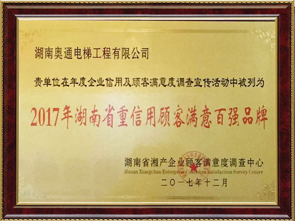 2017年满意百强品牌